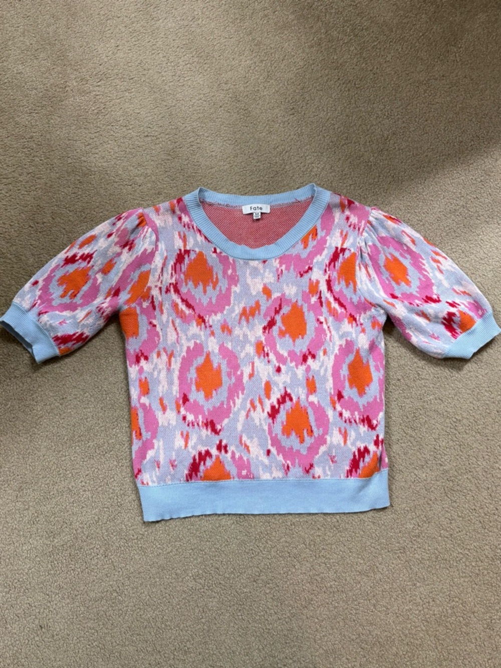 Fate Pink, Orange & Light Blue Patterned Knit Sweater
